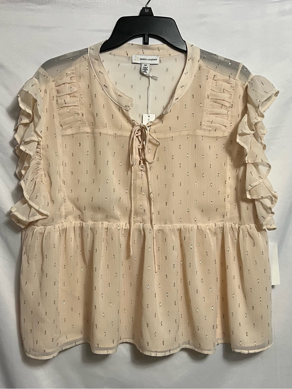 Jessica Simpson Cream Ruffle Short-Sleeve Blouse